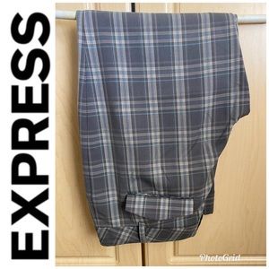 Express Gray Blue Plaid Crop Ankle Editor Pants 4